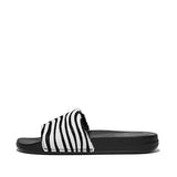 FitFlop Women's IQushion Zebra-Print Hair-On Leather Slides