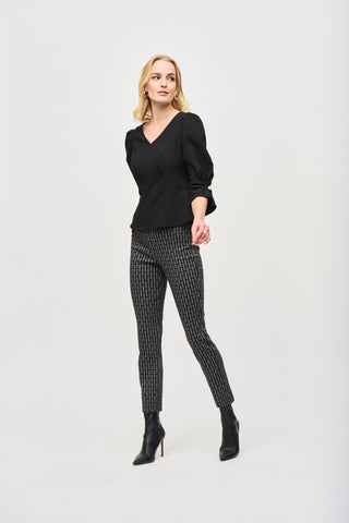Joseph Ribkoff Women's Lux Twill Fitted Puff Sleeve Top
