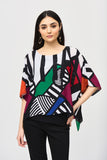 Joseph Ribkoff Women's Abstract Print Georgette Poncho Top