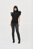 Joseph Ribkoff Women's Chiffon Pleated Top With Ruffled Sleeves