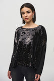 Joseph Ribkoff Women's Sequined Velvet Boxy Top