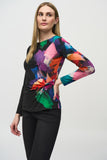 Joseph Ribkoff Women's Silky Knit Abstract Placement Print Top