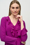 Joseph Ribkoff Women's Silky Knit And Chiffon Fitted Top