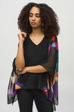Joseph Ribkoff Women's Chiffon Abstract Print Poncho Top