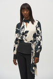 Joseph Ribkoff Women's Satin and Georgette Floral Print Top