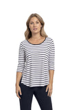 Sympli Women's Stripe Go To Classic T Relax, 3/4 Sleeve