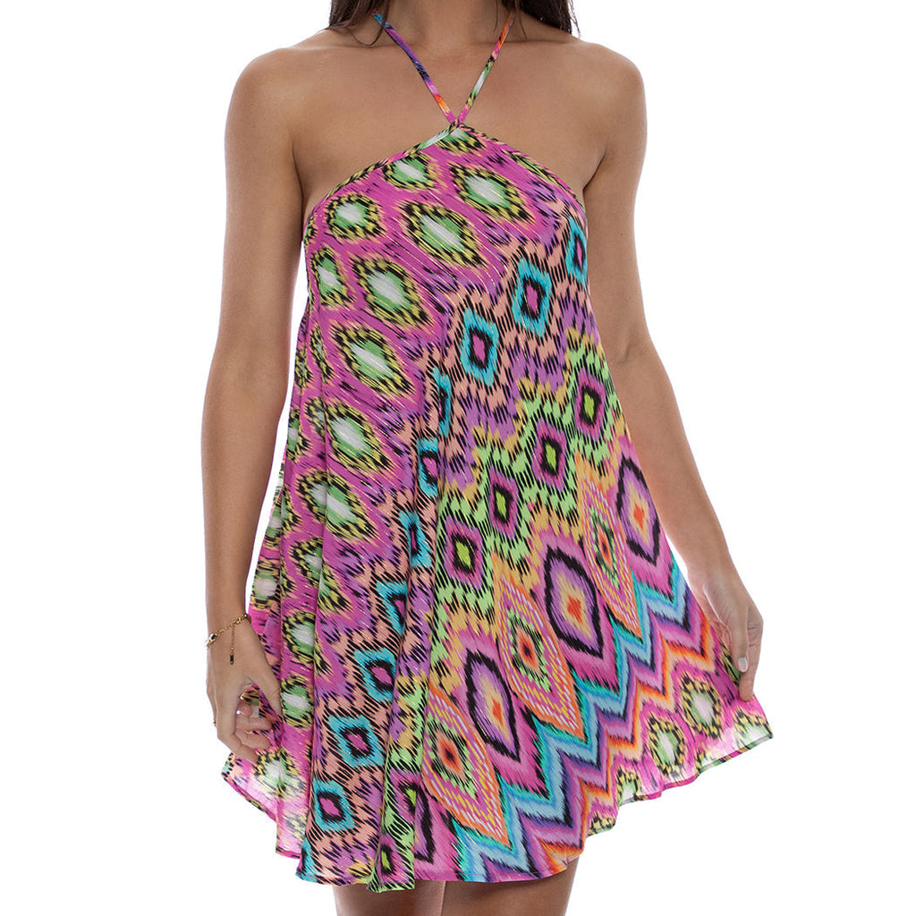 Luli Fama Women's Miami Sorbet - Halter Neck Babydoll Dress hdosport Luli Fama Women's Miami Sorbet - Halter Neck Babydoll Dress hdosport