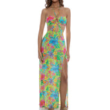 Luli Fama Women's Hibiscus Dream - Bandeau Keyhole Long Dress