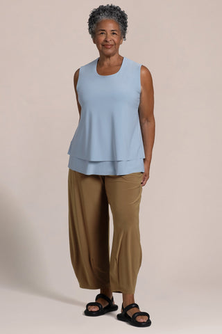 Sympli Women's Sleeveless Dbl Layer Shell W/ Jewel Neck