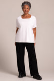Sympli Women's Soft Square Neck Top, Short Sleeve