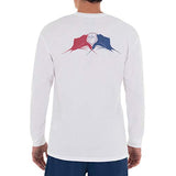 Guy Harvey Men's Red White Blue Sailfish Long Sleeve Crew Neck T-Shirt