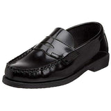 School Issue Simon Youth Black Leather Penny Loafers