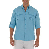 Guy Harvey Men's Long Sleeve Heather Textured Cationic Fishing Shirt