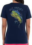 Guy Harvey Women's Mahi Scribble Short Sleeve V-Neck T-Shirt