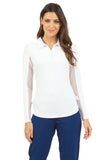 Ibkul Women's Adjustable Long Sleeve Zip Polo