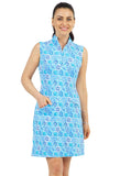 Ibkul Women's Terra Print Sleeveless Mock Dress