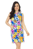 Ibkul Women's Medeline Print Sleeveless Ruffle Dress