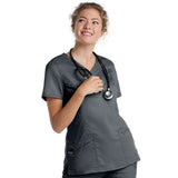 Landau ProFlex Mock Wrap Scrub Top for Women: 3 Pocket, Modern Tailored Fit, Stretch,  Medical 4161