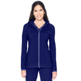 Urbane Impulse Athletic Scrub Jacket for Women: 2-Pocket, Contemporary Slim Fit, Extreme Stretch, Mock Neck, Zipper Front Warm-Up Medical Scrubs 9742