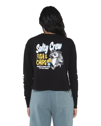 Salty Crew Women's Fish N Chips L/S Crop