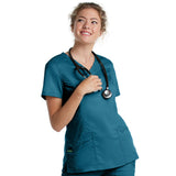 Landau ProFlex Mock Wrap Scrub Top for Women: 3 Pocket, Modern Tailored Fit, Stretch,  Medical 4161